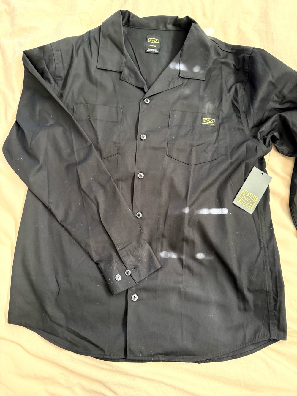 RVCA Long-Sleeve Black Button-Up Work Shirt Recession Collection size: XL New